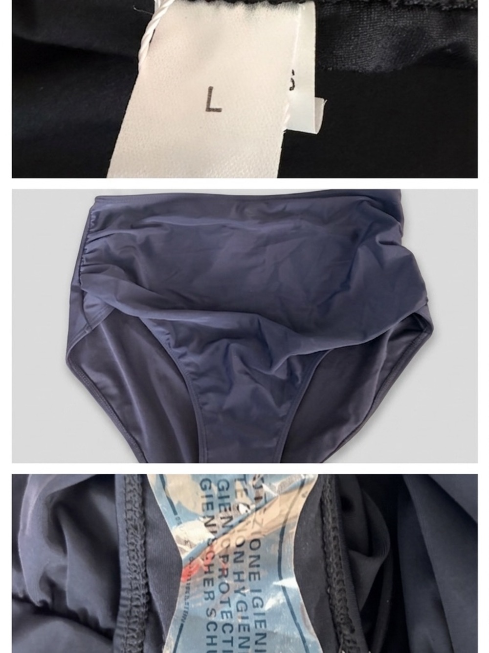 High-Waist Navy Blue Swim Bottoms - Large